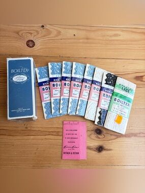 Vintage 8 Boiltex Ribbons And Other Sewing Supplies New Old Stock Original Box